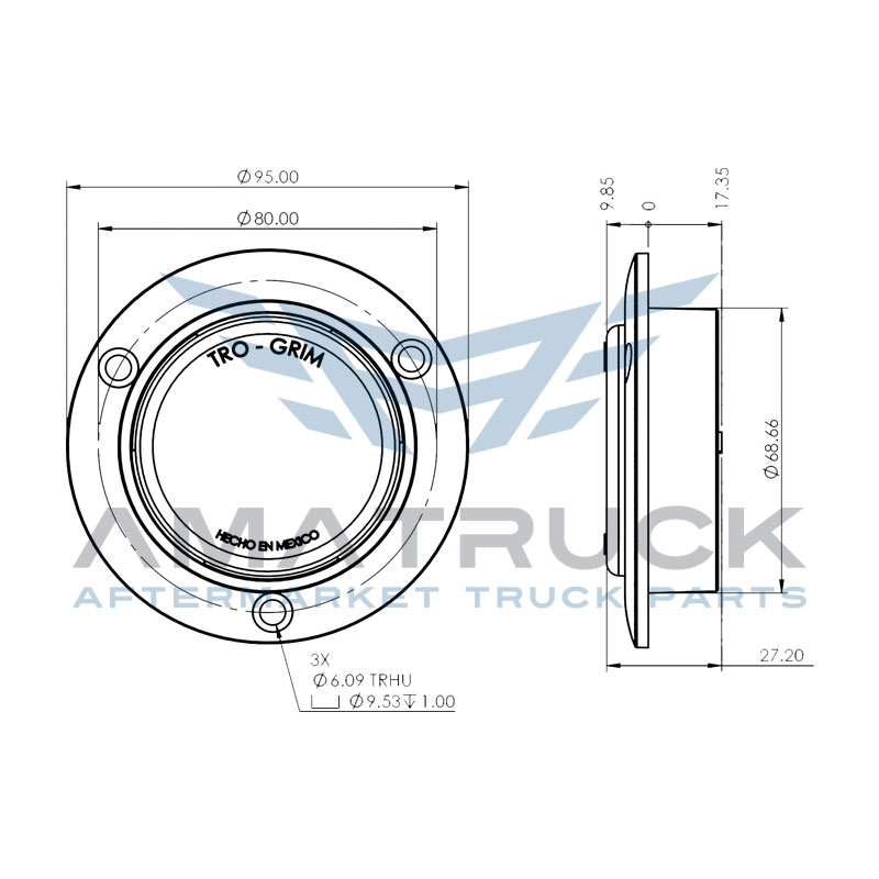 Tro-Grim Plafon Redondo 2 1/2'' Ambar Con Led PL-342CR-SM-A diagrama