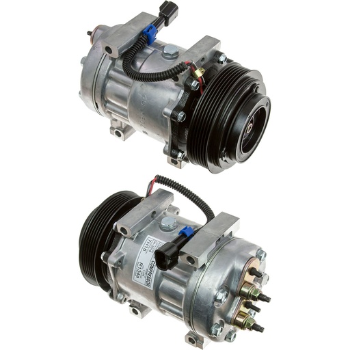 [20-04106-AM] Compresor de A/C SD7H15 12V Polea 126mm 6 Ranuras (PV6)